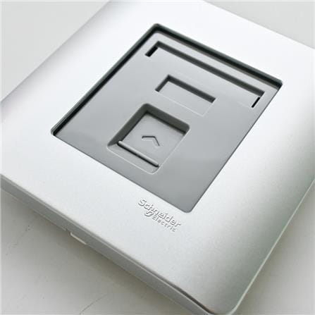 ZENCELO 1 GANG TELEPHONE SOCKETS SCHNEIDER 6P/4C E8431RJS4 SILVER SATIN