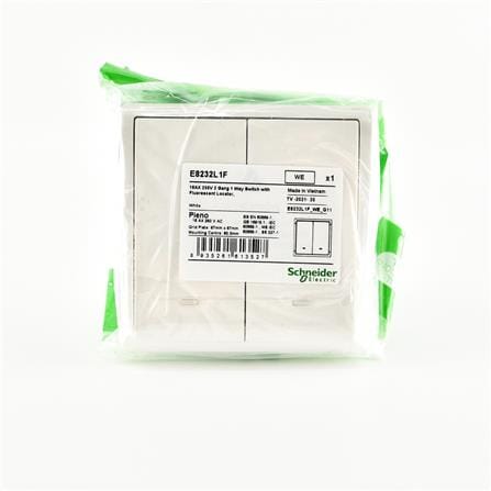 SCHNEIDER PIENO 2 GANG 1 WAY SWITCH WHITE E8232L1F G11