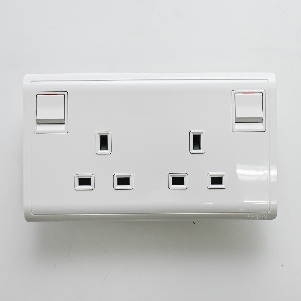 PIENO 13A TWIN GANG SWITCH SOCKET WE SCHNEIDER