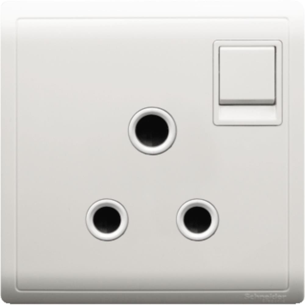 SCHNEIDER PIENO 15A 1 GANG 3 ROUND PIN SWITCH SOCKETS E8215 15C WHITE G11
