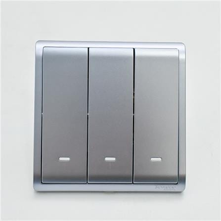PIENO 3 GANG 2 WAY SWITCH SCHNEIDERS E8233L2F LAVENDER SILVER.