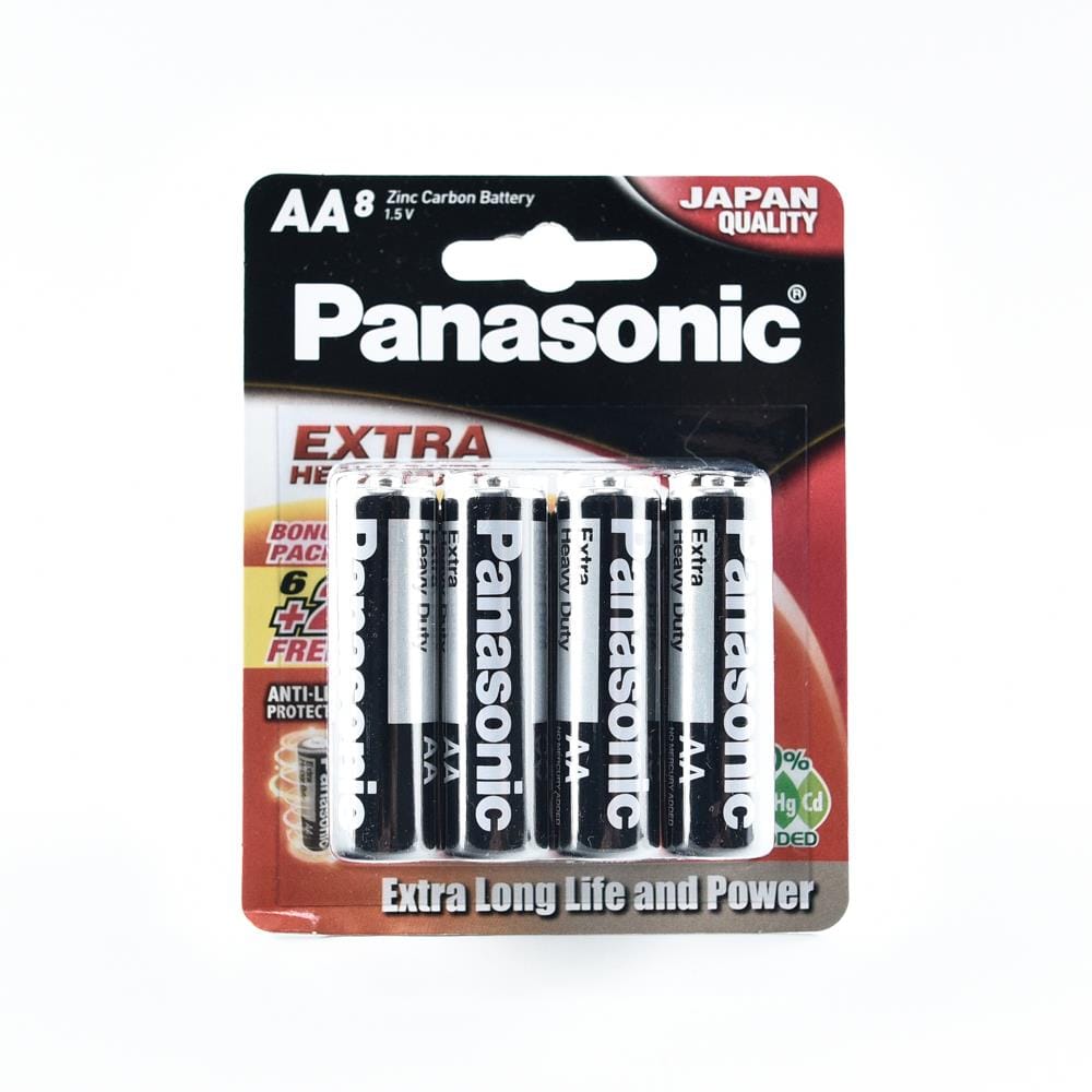 EXTRA AA 1.5V ZINC CARBON BATTERY PANASONIC UM3SHD/8B2F BLACK