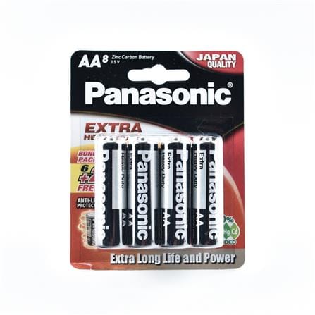 EXTRA AA 1.5V ZINC CARBON BATTERY PANASONIC UM3SHD/8B2F BLACK