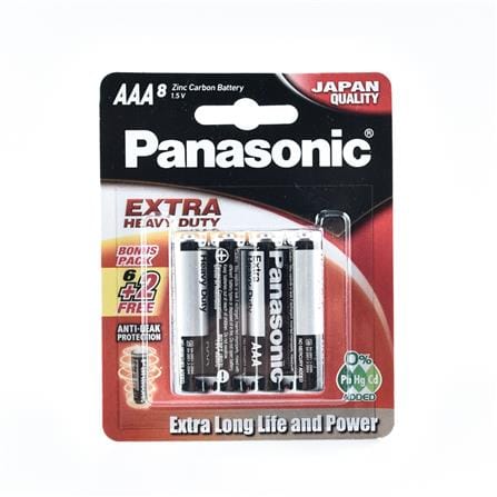 EXTRA AAA1.5V ZINC CARBON BATTERY PANASONIC UM4SHD/8B2F BLACK