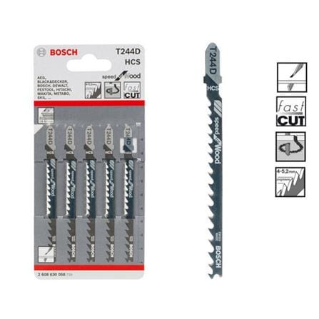 BOSCH JIGSAW BLADE  T244D (Quick Curved Cut) (wood) 6-60mm 5PCS/PACK