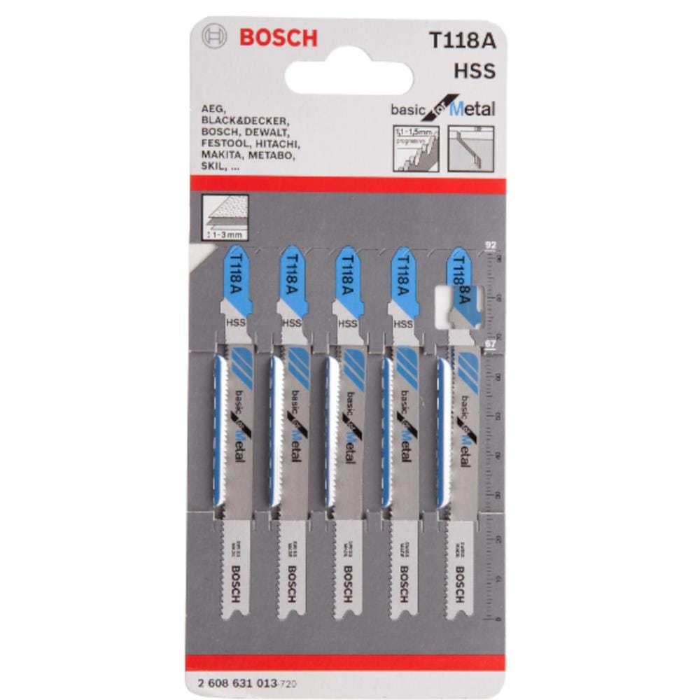 BOSCH JIGSAW BLADE T118A (Straight Cut)(Metal) 1.5 - 3.0mm 5PCS/PACK