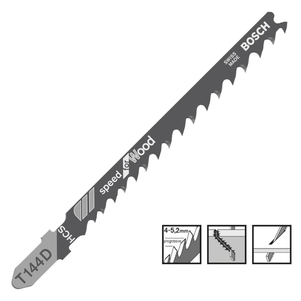 BOSCH JIGSAW BLADE  T144D (Straight Quick Cut) (Wood) 6-60mm 5PCS/PACK