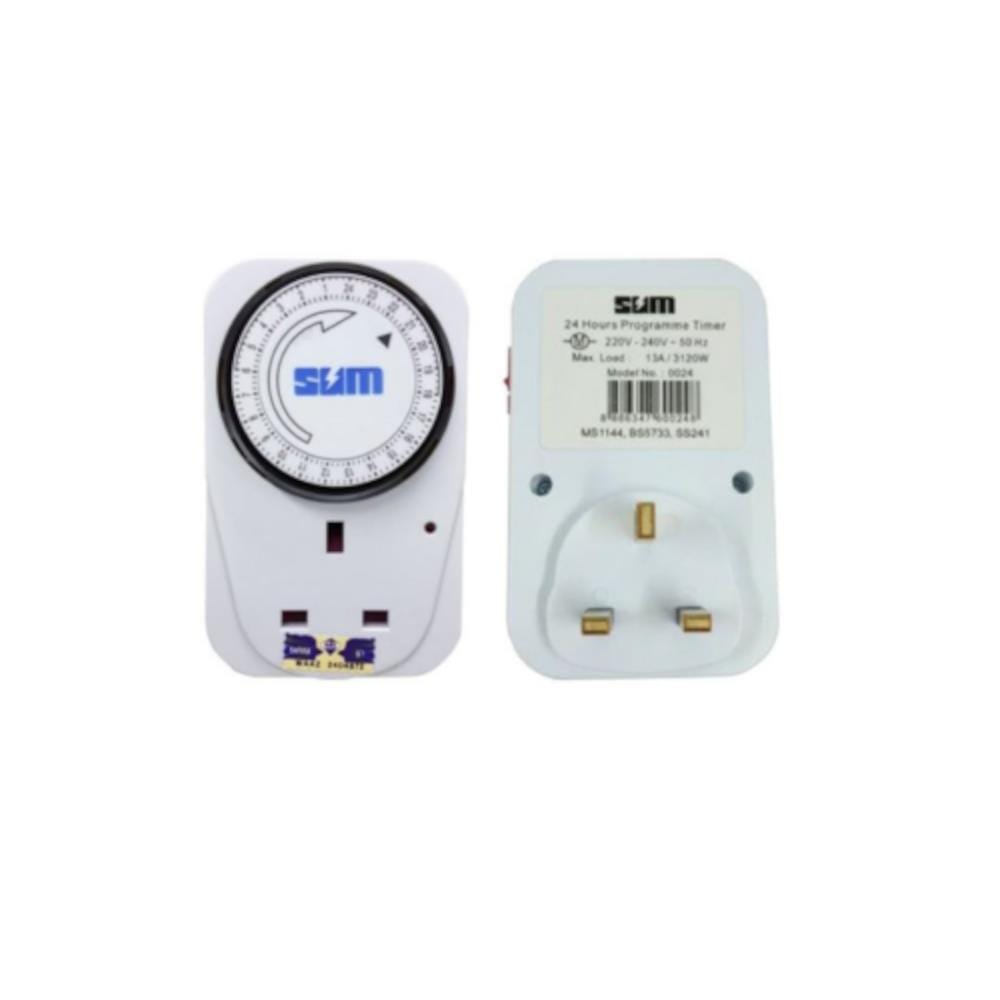 SUM PLUG-IN SOCKET PROGRAMME TIMER 24HOURS WHITE
