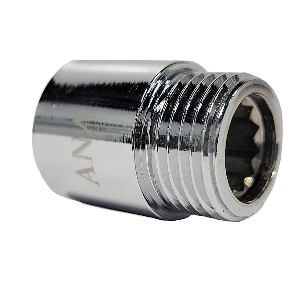ANA CHROME PLATED FEMALE MALE BRASS SOCKET 1105-420 (20MM HEIGHT) SILVER