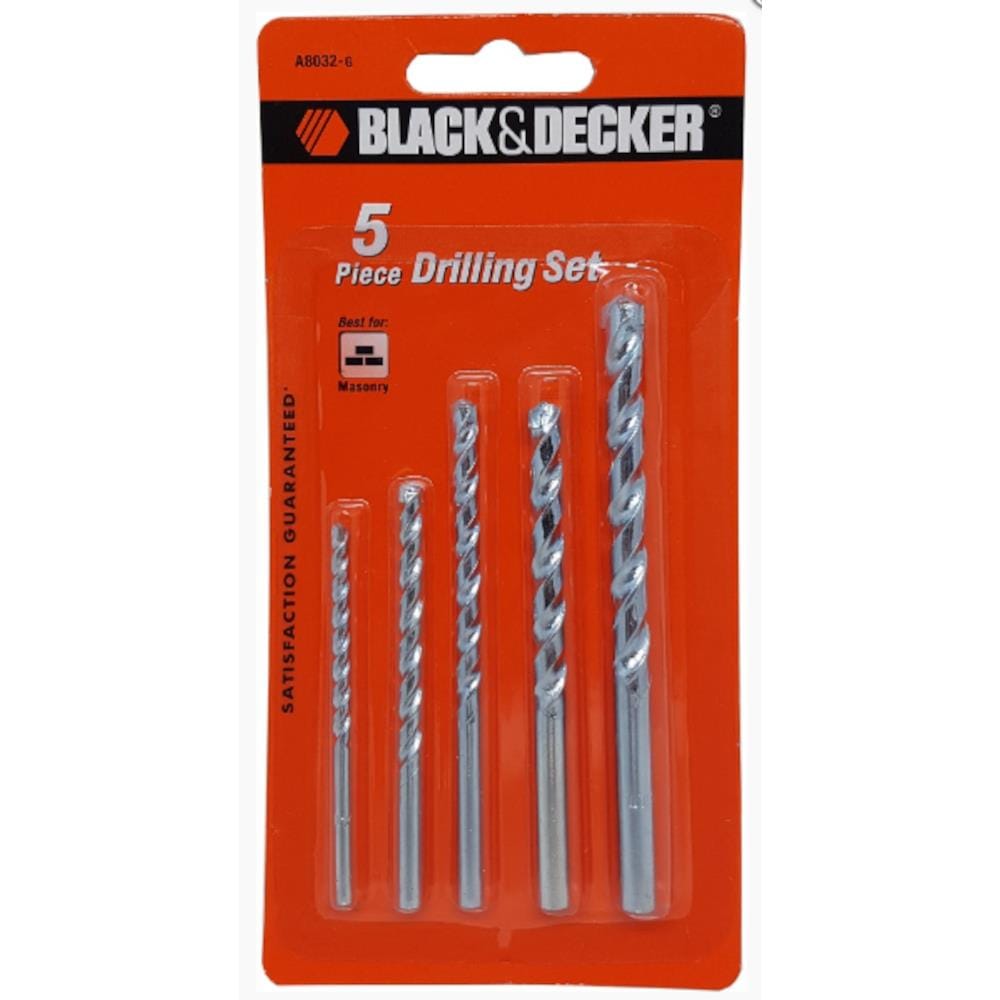 BLACK & DECKER CONCRETE DRILL BIT 4,5,6,8,10MM 5EA