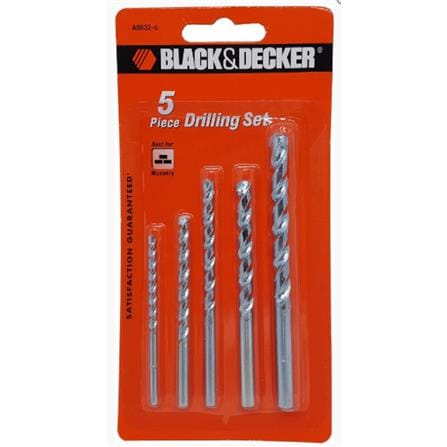 BLACK & DECKER CONCRETE DRILL BIT 4,5,6,8,10MM 5EA