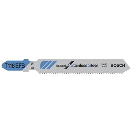 BOSCH JIGSAW BLADE T118EFS  (STAINLESS STEEL) 1.5mm - 4.0mm 5PCS/PACK