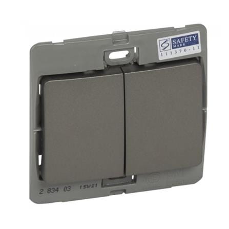 LEGRAND 2 GANG 2 WAY BIG ROCKER DARK SILVER (283403)