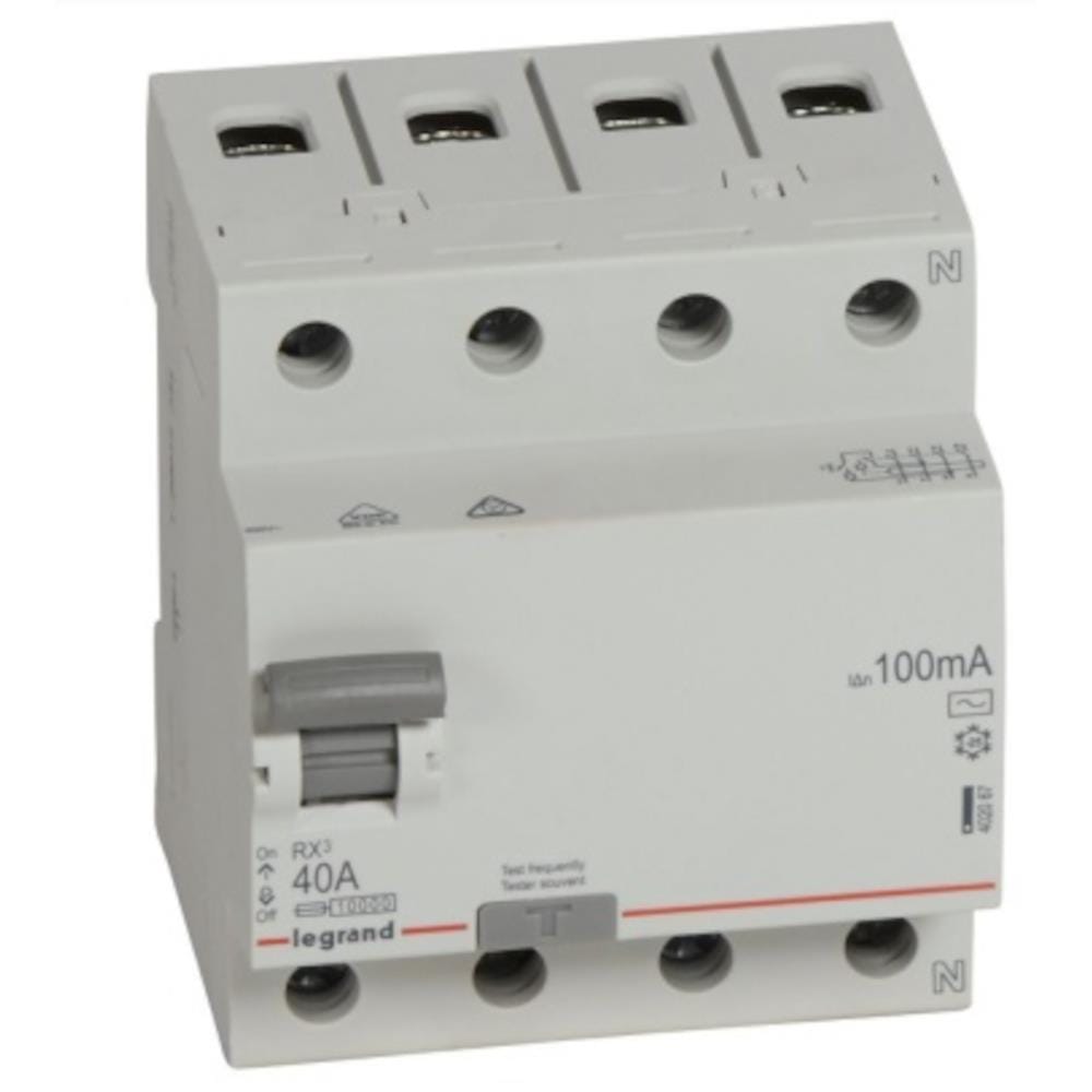LEGRAND RESIDUAL CURRENT DEVICE FLUSH 40A AC 100MA (402067)