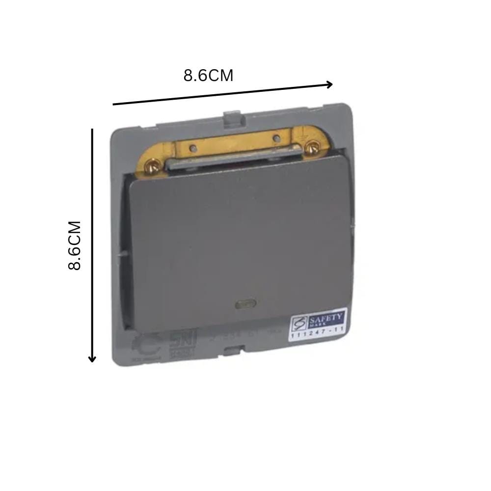 LEGRAND 20A DOUBLE POLE SWITCH + NEON EARTH DS-283461 DARK SILVER