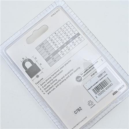 YALE 50MM BRASS PADLOCK V140.50