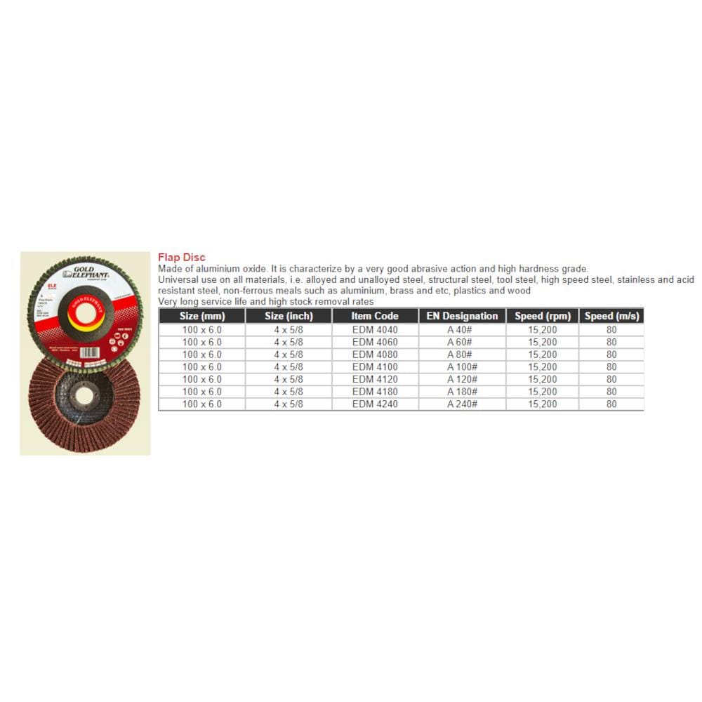 GOLD ELEPHANT INDUSTRIAL LINE SURFACE FLAP DISC EDM-4180