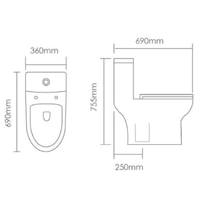 MD 1P TOILET AMORY WASHDOWN DUAL FLUSH 3/6 L H75.50XW36XD69 CM WHITE