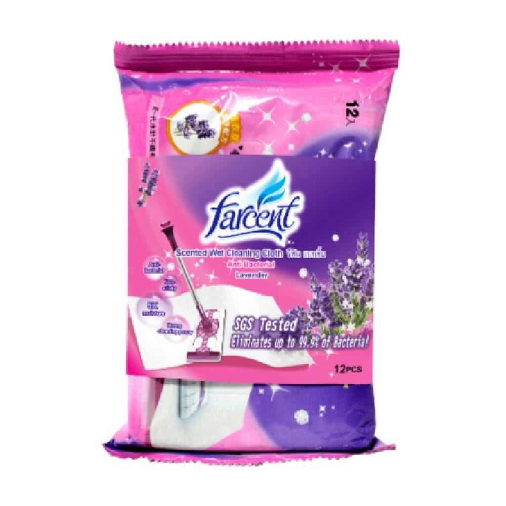 FARCENT ANTIBACTERIAL WET TISSUE 12'S LAVENDER