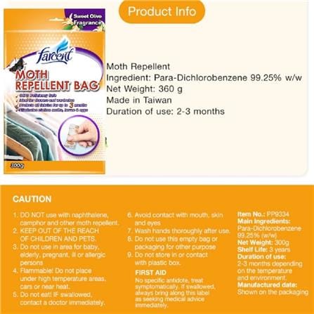 FARCENT MOTH REPELLENT BAG 300G SWEET OLIVE