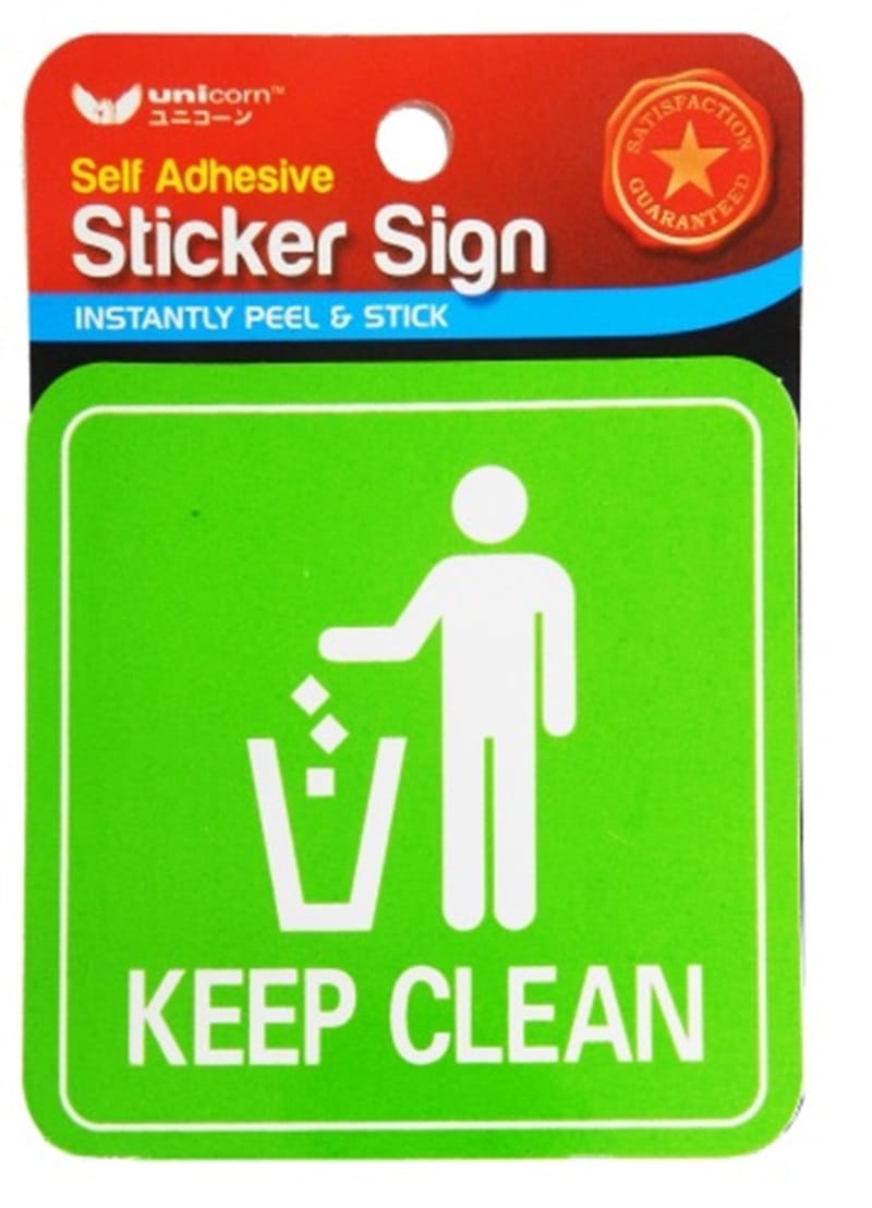 UNICORN SELF ADHESIVE SIGNAGE STICKER NO LITTER USS-807 EACH