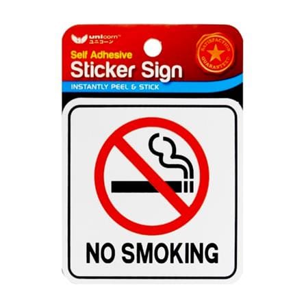 UNICORN SIGNAGE NO SMOKING STICKER EACH