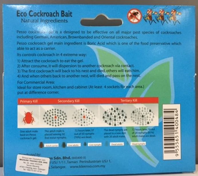PESSO ECO COCKROACH BAIT NATURAL INGREDIENTS 2PCS EACH