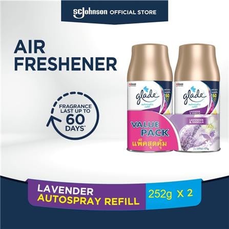 GLADE AUTOMATIC SPRAY REFILLS LAVENDER VANILLA 252G TWIN PACK