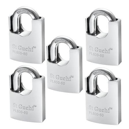 ST.GUCHI KEYED ALIKE PADLOCK SET PL600-505 50MM CHROME 5 EACH