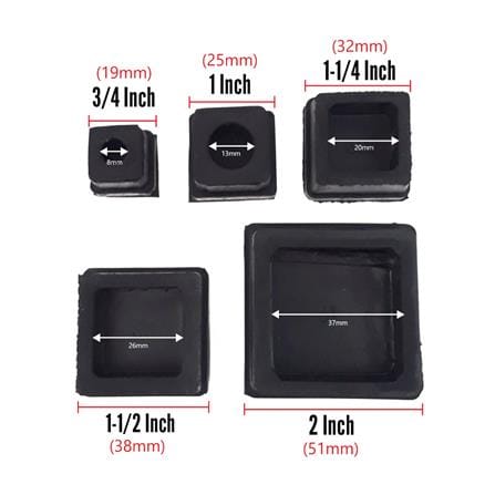 AVIO SQUARE INNER FURNITURE LEG RUBBER TOE CAPS 2" BLACK 4PCS EACH