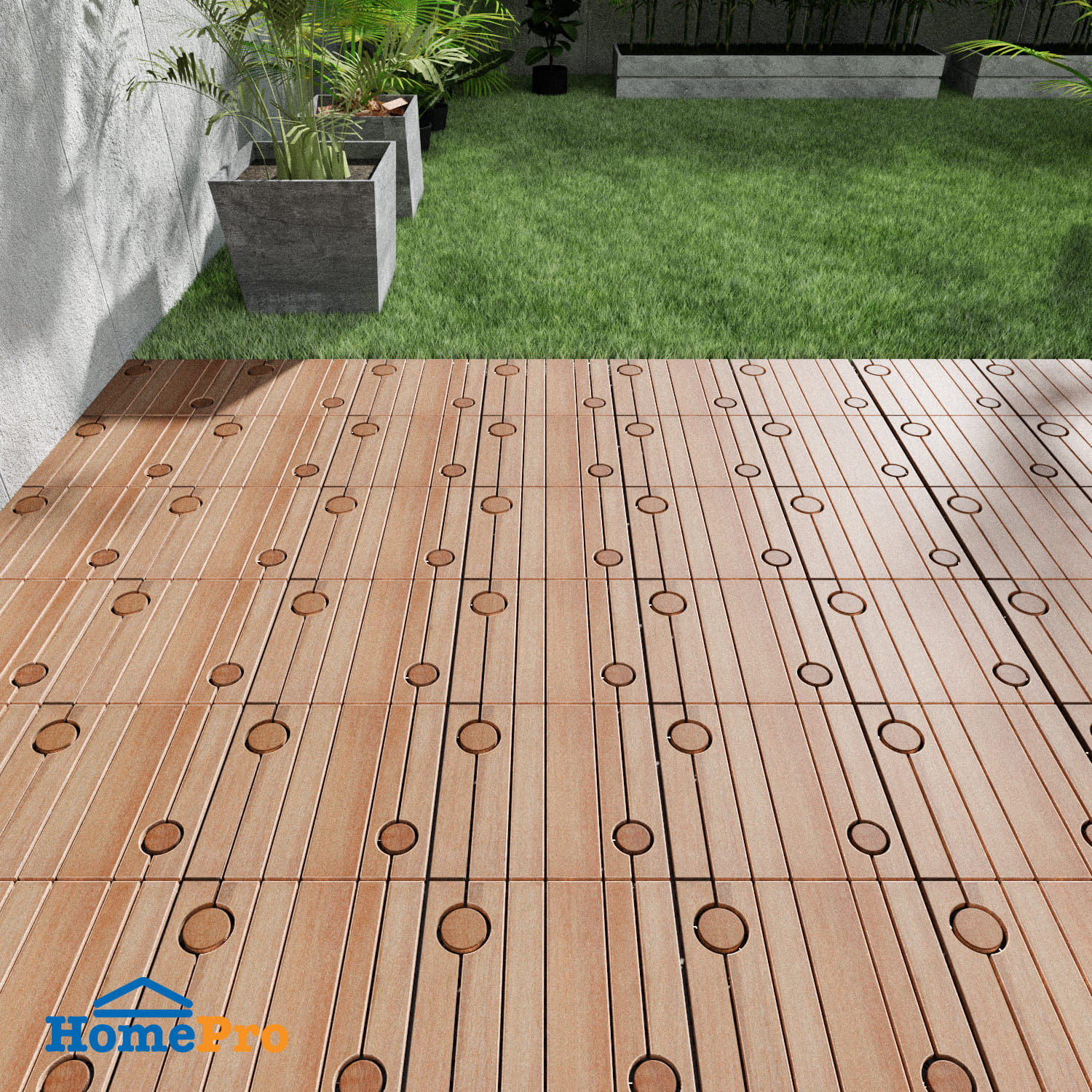 TENG WOODEN FLOOR DECKING SPRING CIRCLE 30X30CM BROWN
