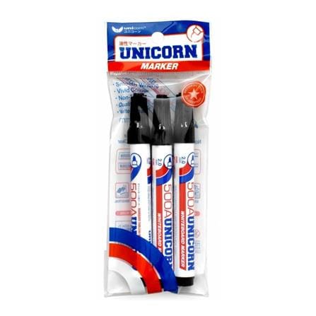 UNICORN WHITEBOARD MARKER UM-500A BLACK 3 EACH