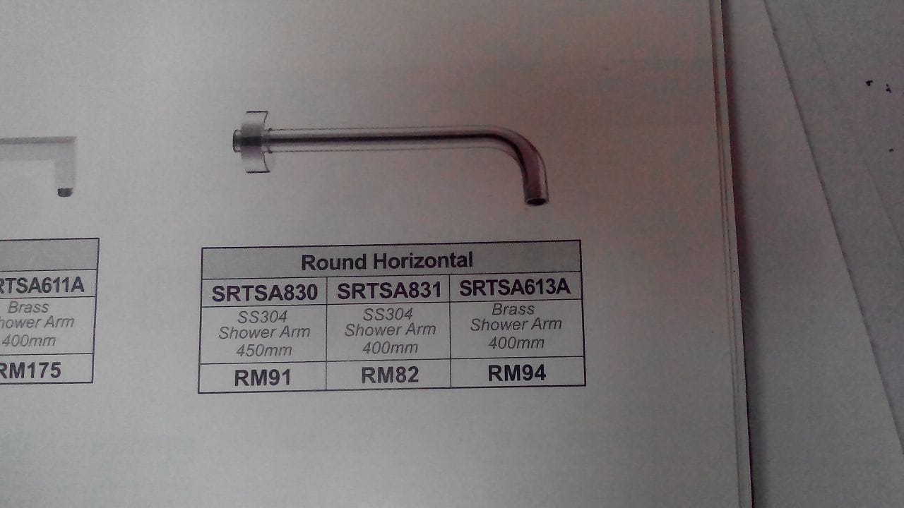 SORENTO SHOWER ARM CONNECT SHOWER HEAD 45CM SRTSA830