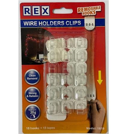 REX WIRE HOLDER CLIP REMOVABLE HOOK 1819 CLEAR