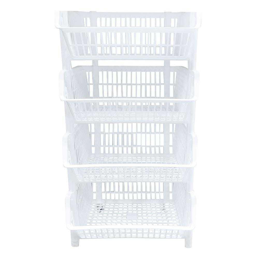 CLOTH BASKET SQUARE WITHOUT LID WITHOUT WHEEL 4TIER BK-134 WHITE