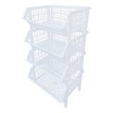 CLOTH BASKET SQUARE WITHOUT LID WITHOUT WHEEL 4TIER BK-134 WHITE
