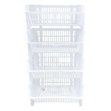 CLOTH BASKET SQUARE WITHOUT LID WITHOUT WHEEL 4TIER BK-134 WHITE
