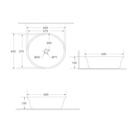 SORENTO WASHBASIN ABOVE COUNTER SRTWB1410 WHITE
