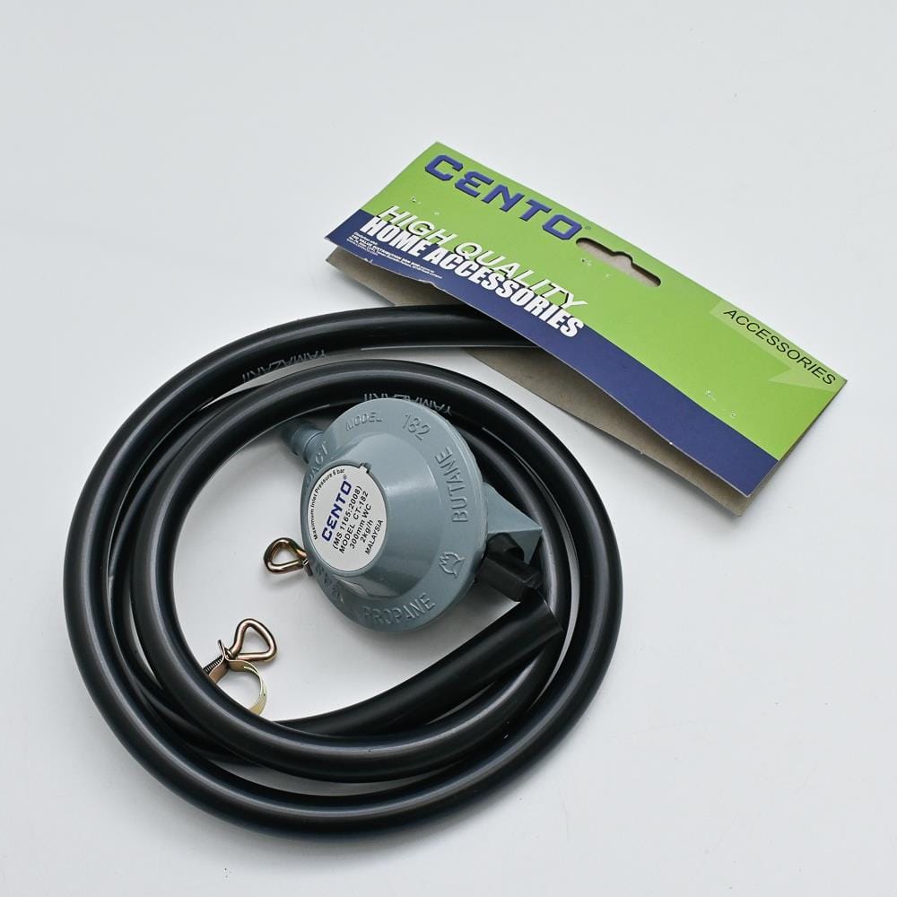 CENTO LPG REGULATOR SET WITH 2 CLIP 1.2M BLACK HOSE
