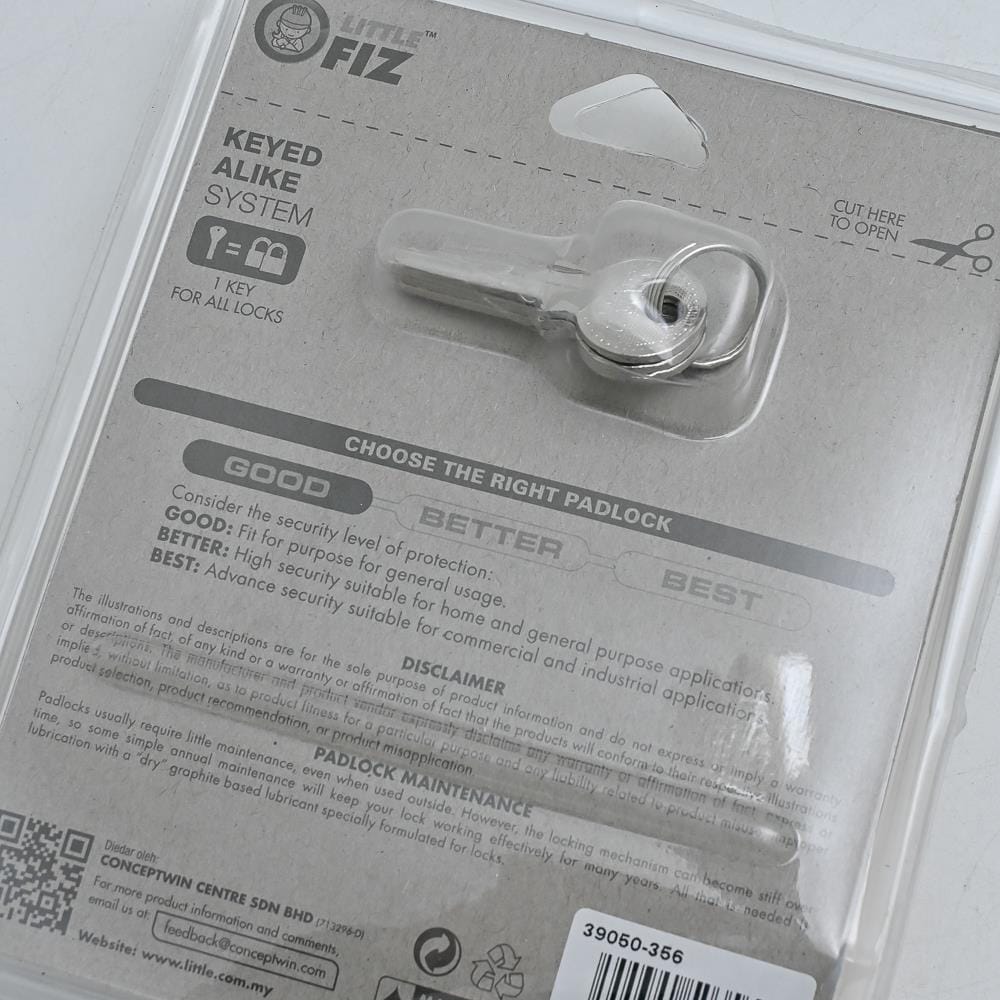 LITTLE FIZ BRASS PADLOCK KEY ALIKE 48MM 2 EACH