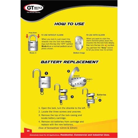 GT BENZ GT205-3 SPECIAL ALARM PADLOCK