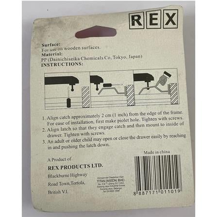 REX SAFETY DRAWER LATCHES 1101 WHITE