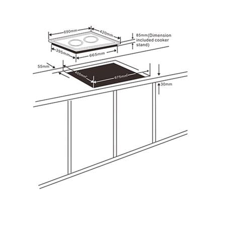 FABER CERAMIC + INDUCTION HOB FIC 3100 1800WATT+1300WATT 69CM