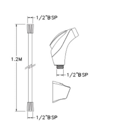 WATERTEC RINSING SPRAY SET FBD-HB201-1LWHC WHITE H22XW8XD15 CM