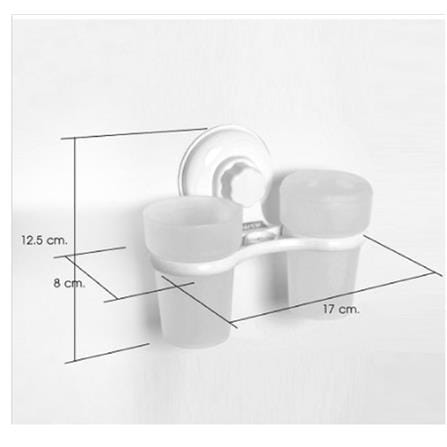 WSP TOOTHBRUSH HOLDER +SUCTION TUMBLER BA-2029 (H12.50XW17XD8 CM) WHITE