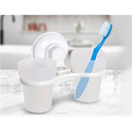 WSP TOOTHBRUSH HOLDER +SUCTION TUMBLER BA-2029 (H12.50XW17XD8 CM) WHITE