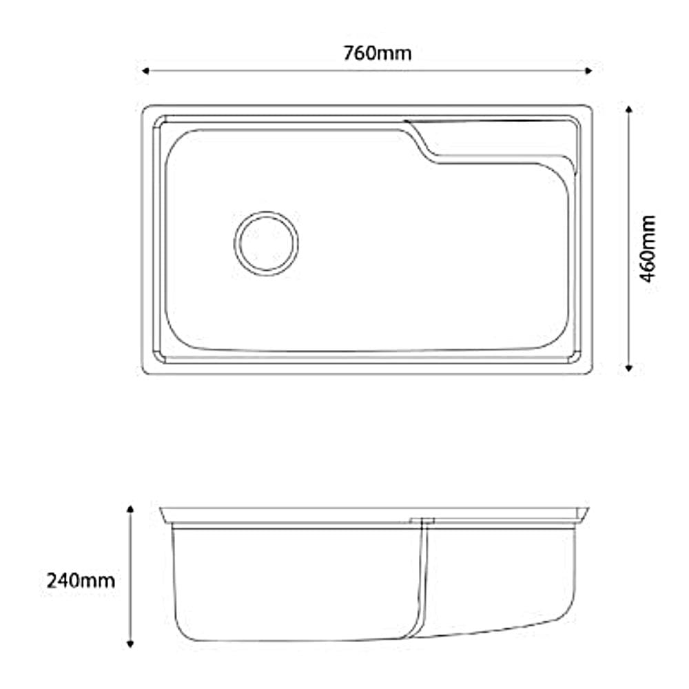 CABANA BUILT-IN TOPMOUNT SINK 1BOWL CKS 813 73.5CM