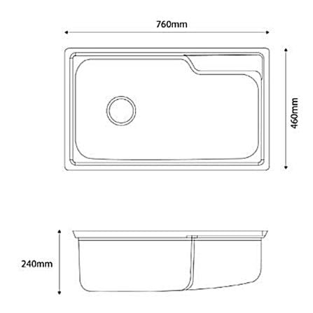 CABANA BUILT-IN TOPMOUNT SINK 1BOWL CKS 813 73.5CM