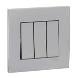SCHNEIDER VIVACE 16AX 250V 3 GANG 1 WAY SWITCH ALUMINIUM SILVER  KB33_1_G11