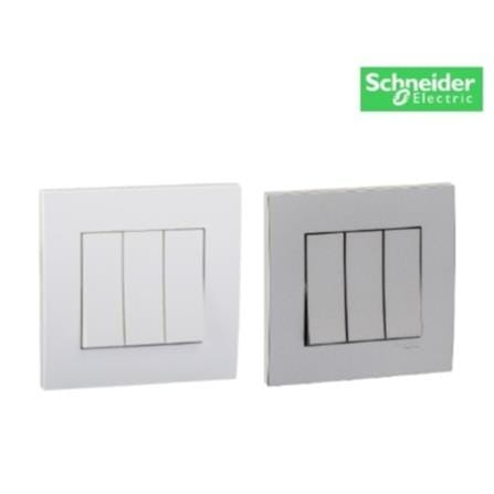 SCHNEIDER VIVACE 16AX 250V 3 GANG 1 WAY SWITCH ALUMINIUM SILVER  KB33_1_G11